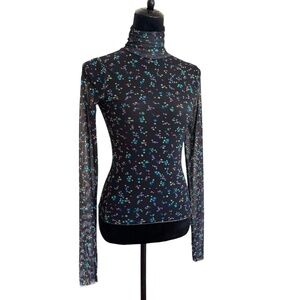 Sheer Mesh Dark Floral Top
